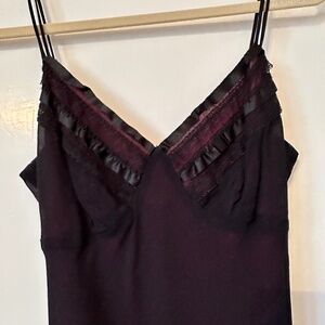 1990s Sheer Black with Magenta Lining Slip Dress